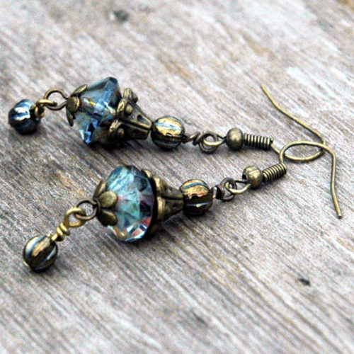 Genie Lantern Earrings in Iridescent Blue