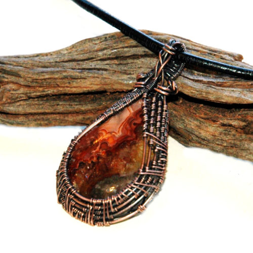 Wire Wrapped Lace Agate Pendant