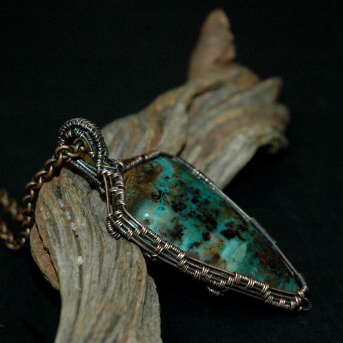Chrysocolla Pendant with Copper Wire Setting