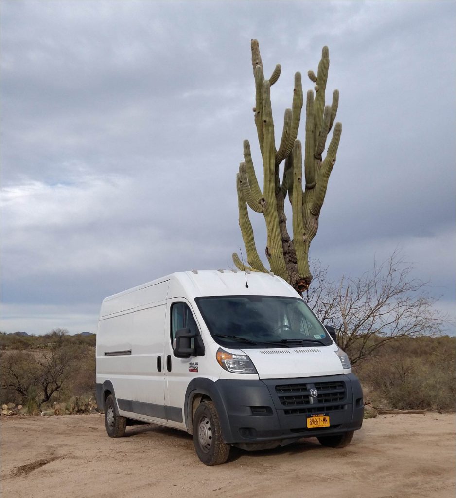 Ram Promaster in Desert with Saguarra