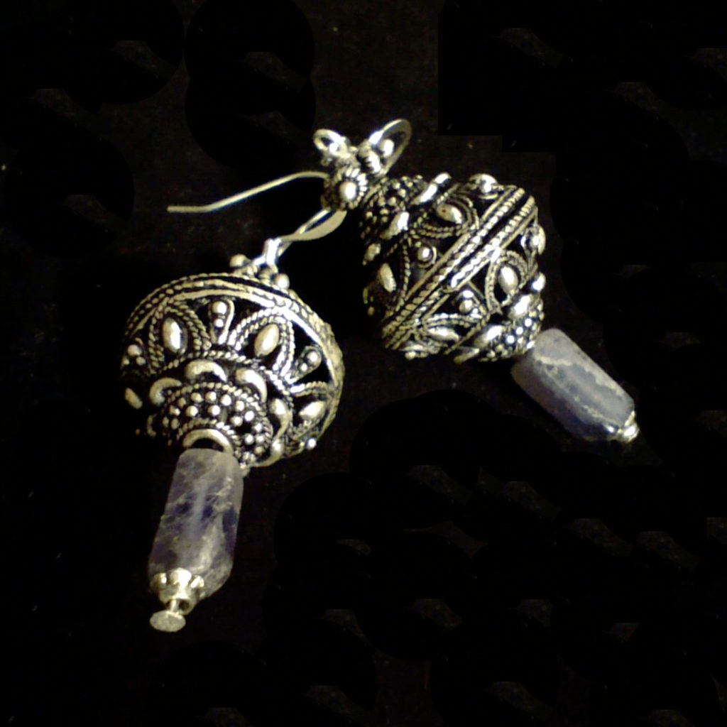 Kyanite Earrings with Filigree