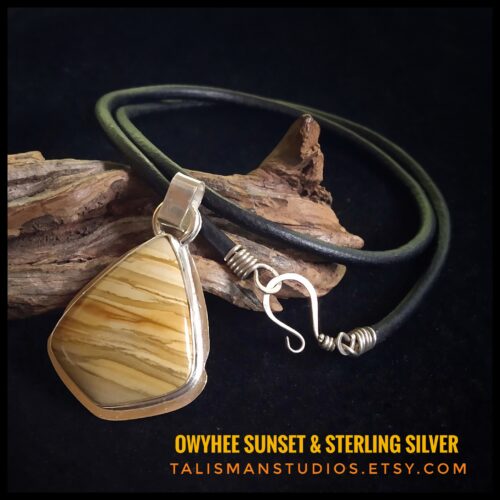 Handcrafted Sterling Silver Pendant featuring an Owyhee Sunset Designer Cabochon